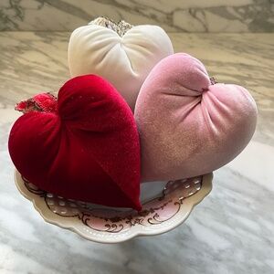 Valentines Velvet Hanging Hearts - Set of 3